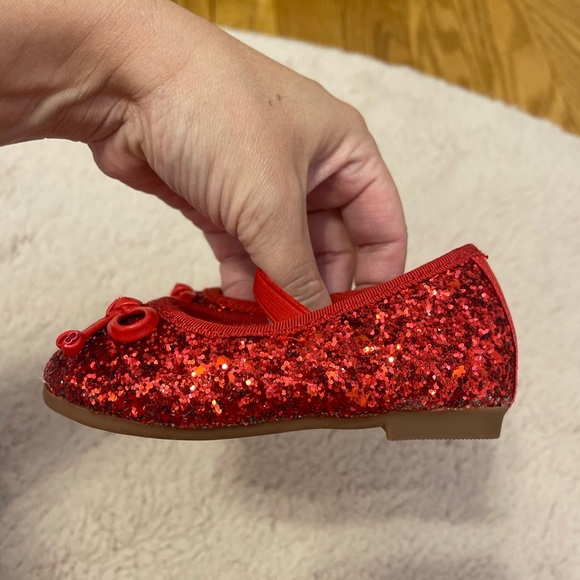 SweetHoney red glitter ballet flats with bow - Picture 6 of 8